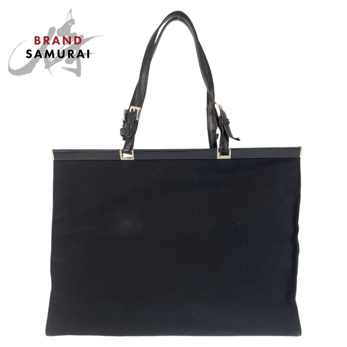 Prada Triangle  Black  Canvas Tote Bag Shoulder  503296