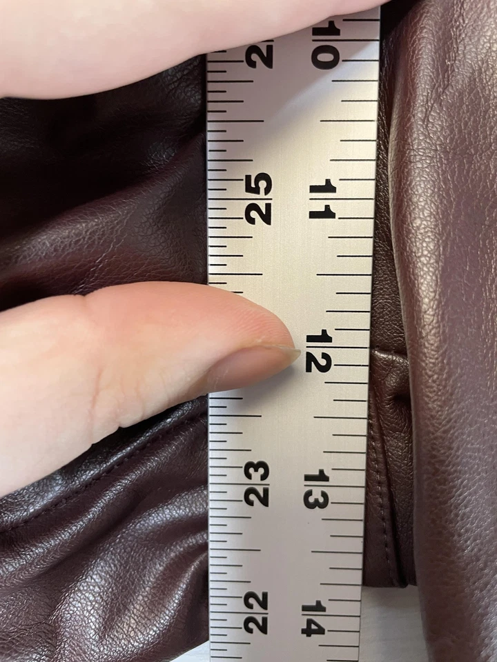 H&M Pants Womens 6 Burgundy Faux Leather Pull On Leggings Coated Oxblood Slim - Image 3 of 4