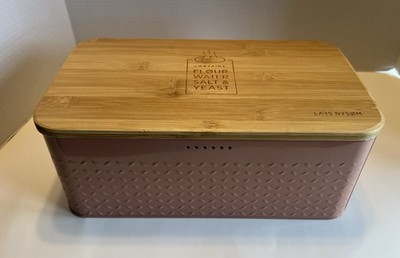 LARS NYSØM Bread Box I Metal bread box Bamboo Lid Pink Base