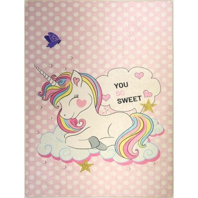 Teppich Kinderzimmer 80x150 cm Polyester Einhorn Sweet