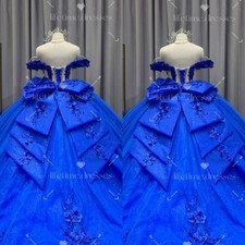 Royal Blue Bow for Quinceanera Dresses Custom Color Glitter Pink Sweet 15 16