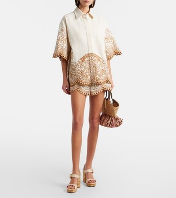 Zimmermann Shirt Top Shorts Set Embroidered Size 1