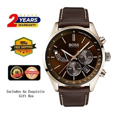 Image of HUGO BOSS 1513605 MEN'S LEATHER  WATCH BRWON DIAL 44MM