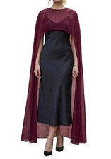 Women Chiffon Long Cape High Low Flowy Poncho Sheer Mesh Shawl and Wraps Cape...