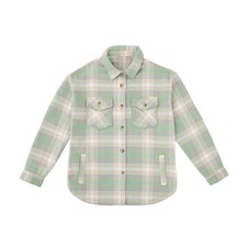 Members Mark Flannel Shirt Jacket Shacket Green Purple Plaid Girls XL 14 - 16