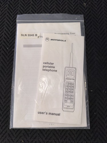 Motorola Brick Cell Phone 1990 Owners Manual & Programming Guide