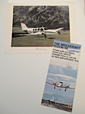 1975 Beechcraft baron 58 Sales Pamphlet Brochure & Photo