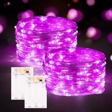 Best 2Pack Pink Fairy Lights Battery Operated with Timer Waterproof 33FT 100LED