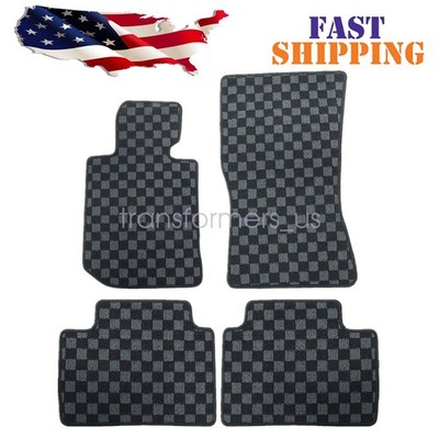 Checkered Flag Carpet Floor Mats 4Pcs For 2019-2024 BMW 3 Series G20 & M3 G80