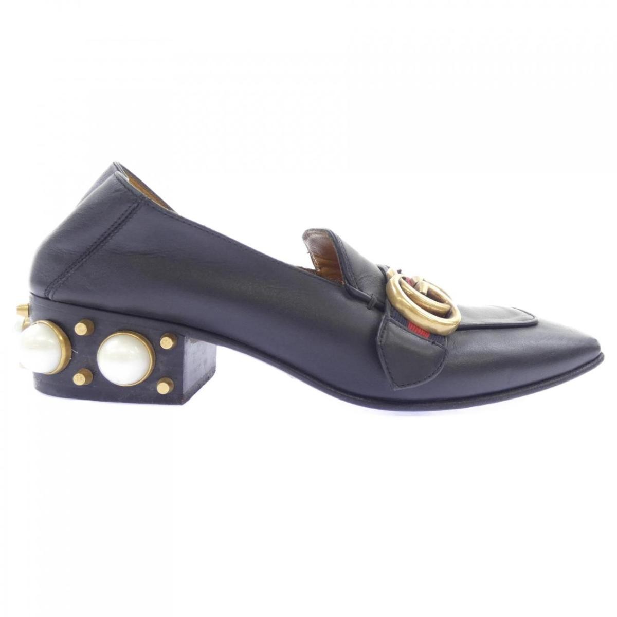 GUCCI Shoes Pumps Heel GG Marmont EU 36 US 6 Black Authentic