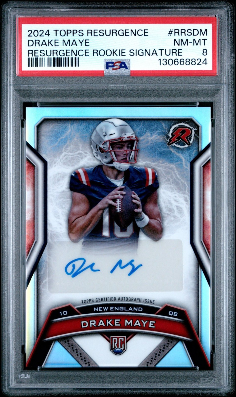 2024 Topps Resurgence Football Drake May Rookie Signatures RC Auto PSA 8