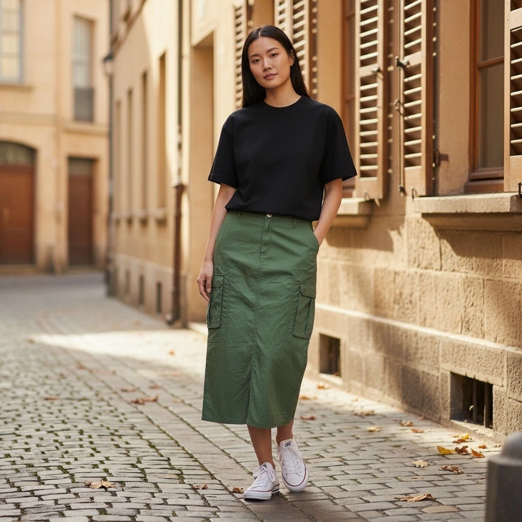 Wild Fable Junior Teens 100% Cotton Green Cargo Midi Skirt Pockets Size Small
Opens in a new window