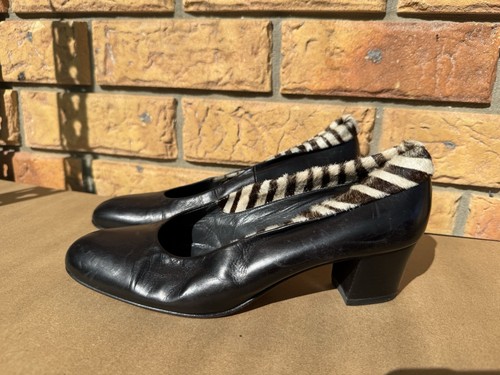 Women’s Vintage Maripe Heels Size 39 Made In Italy Leather Retro Fur Fluffy