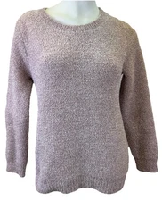 Barefoot Dreams Women's S CozyChic Pullover Lounge Sweater Pink Heather Fuzzy