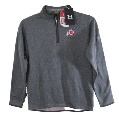 NWT Under Armour Utah Utes Youth 1/4-Zip Pullover Top YMD Gray MSRP$60