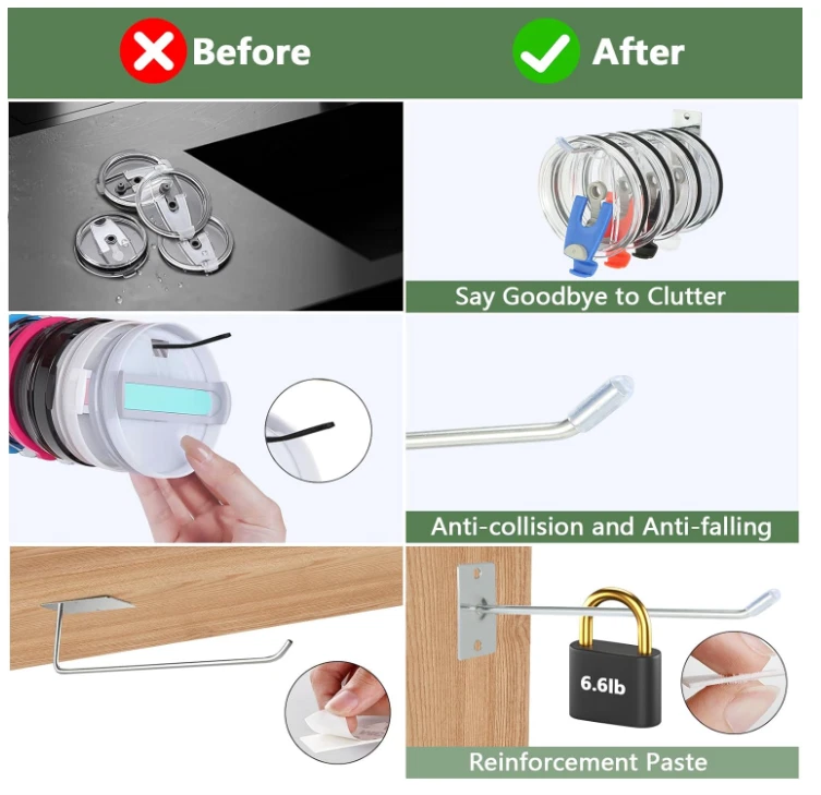2-piece flip top storage box saves space, cup lid holder, premium storage hook - Image 4 of 4