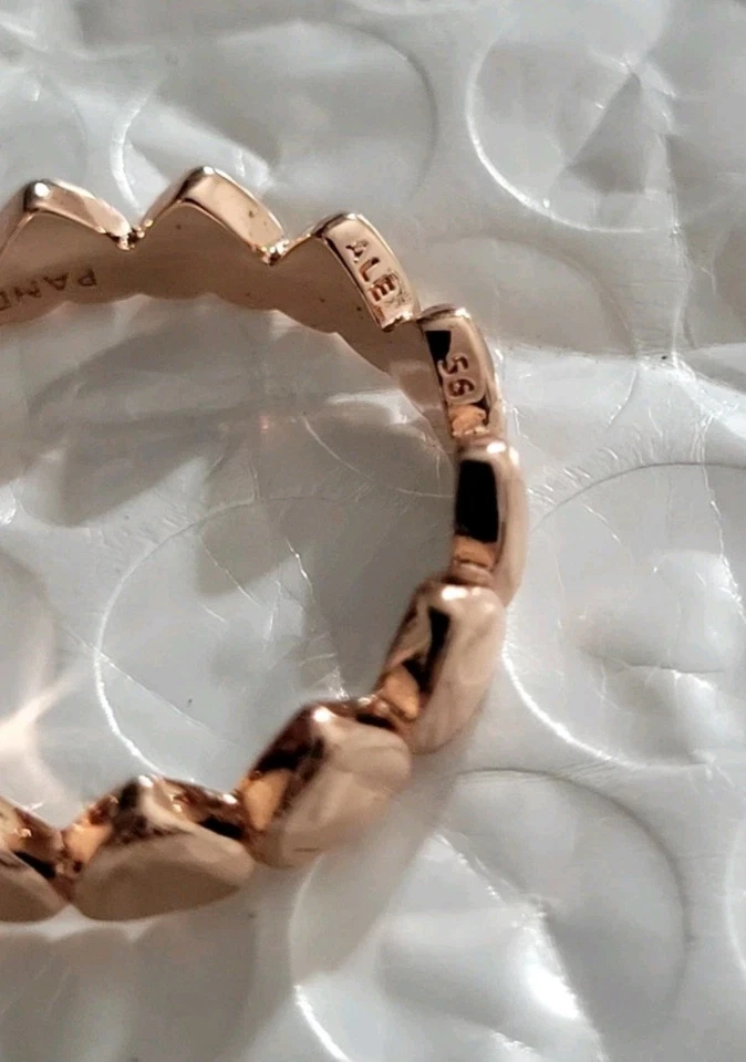 Anello Pandora Cuori – Argento Sterling 925 placcato Oro Rosa 14K – Misura 56 - Immagine 4 di 4