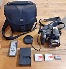 Sony Cyber-shot 8.1MP Digital Camera W/ 2 Batteries, Charger, SD Card & Case