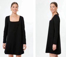 Tuckernuck dress Middleton Long Sleeve Swing Black Square Neck Large Minimalist