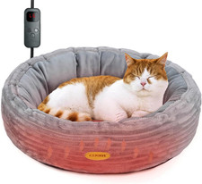 Heated Cat Bed for Indoor Cats, 20 Electric Cat Heated Bed Pet Warming Bed for