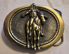 Native American On Horse Great American Belt Buckle 1982 Vintage Used