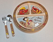 Sugar Booger Three Section Plate w/ Fork/Spoon; Cowboy Theme
