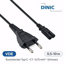 Netzkabel Eurostecker auf IEC C7 (C7 Stromkabel / Figure-8) 0,75mm² VDE