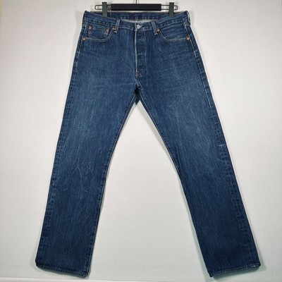 Levi s 501 Original Fit Jeans W36 L34 Straight Leg Button Fly Blue Denim