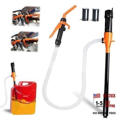 Fuel Transfer Pump Battery Operated Electric Extra Long Hose Orange+Black