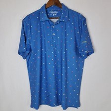 Chubbies Polo Shirt Mens Medium Blue Performance Golf Short Sleeve Floral
