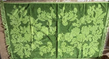 Vintage Cannon Monticello Avocado Green Sculpted Bath Towel Fringe 24x41 USA EUC
