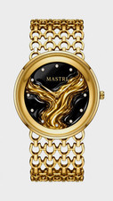 MASTRI Women’s Quartz Dress Watch Gold-Tone Bracelet Black Dial Diamond