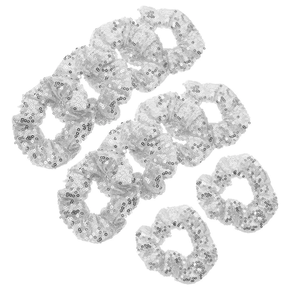 10 Pcs Scrunchies Per Capelli Glitter Gioielli Fasce Elastiche Donna - Immagine 2 di 4