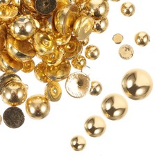 Plastic Flat Nail Adornments Small Gold Beads Reusable Nail Accessories