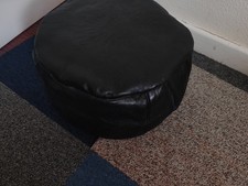 Handmade Moroccan Black Pouffe Genuine Leather Poufe Pouf Footstool New
