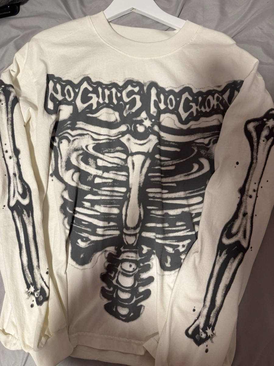 Hellstar ロングスリーブTシャツ本物 Hellstar Skeleton Graphic Long Sleeve No Guts No Glory Size S - XL