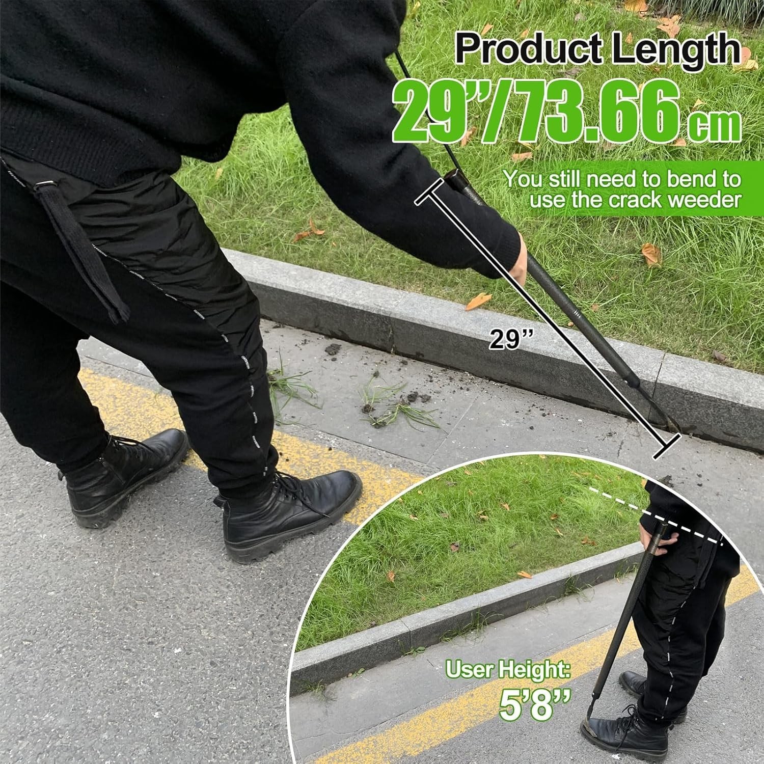 Crack Weeder, 29" Long Manual Crevice Weeding Tool Weed Puller for Sidewalk P...