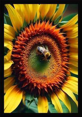 Lebendige Sonnenblumen gerahmtes Wandbild Poster Leinwanddruck Bild