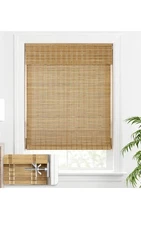 Bamboo Roller Shade, Cordless Roll Up Blinds, 32 x 64 Inches