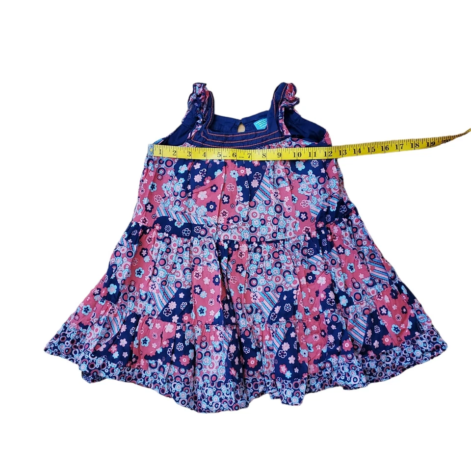 Vestido Solero Parche Calabaza Azul y Rosa Boho Floral Patchwork Talla 4 Foto 3 de 4