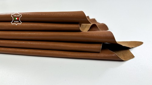 SANDY BROWN SHINY ROUGH Italian Goatskin Leather hide 2 skins 8sqf 0.8mm #C4301 - Picture 7 of 7