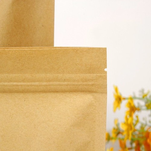 Kraftpapier Standbeutel mit klarem Fenster versiegelbar für Reißverschluss Lebensmittelpackung Verschlusstasche - Bild 5 von 5