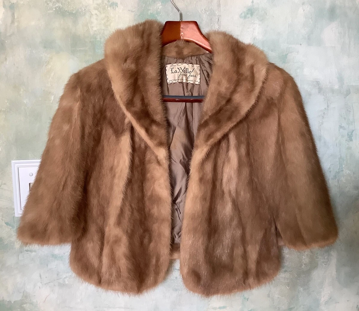 Vintage 40 s LaBelle Fine Furs Mink Shrug Cape Coat