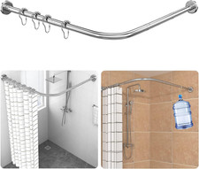 Asta per Tenda Da Doccia Regolabile a Forma Di L Inclusi 18 Anelli 70-100×70-100