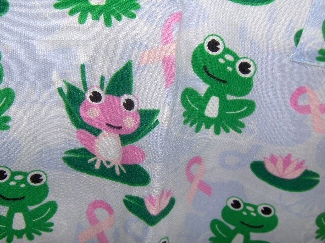I Love Scrubs - frogs and pink ribbons scrub top - Large - Image 2 of 3