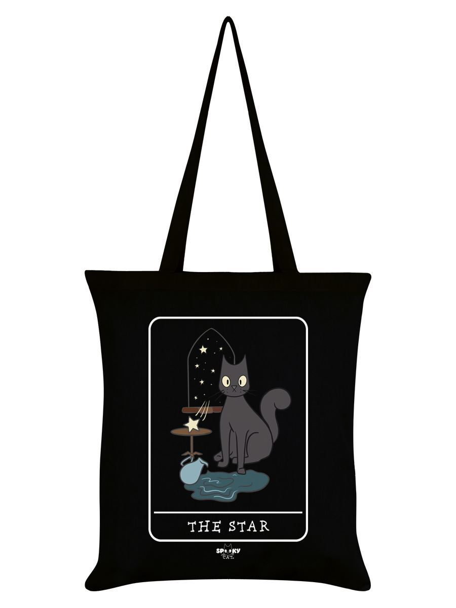 Spooky Cat Tote Bag Tarot The Star Black 38x42cm