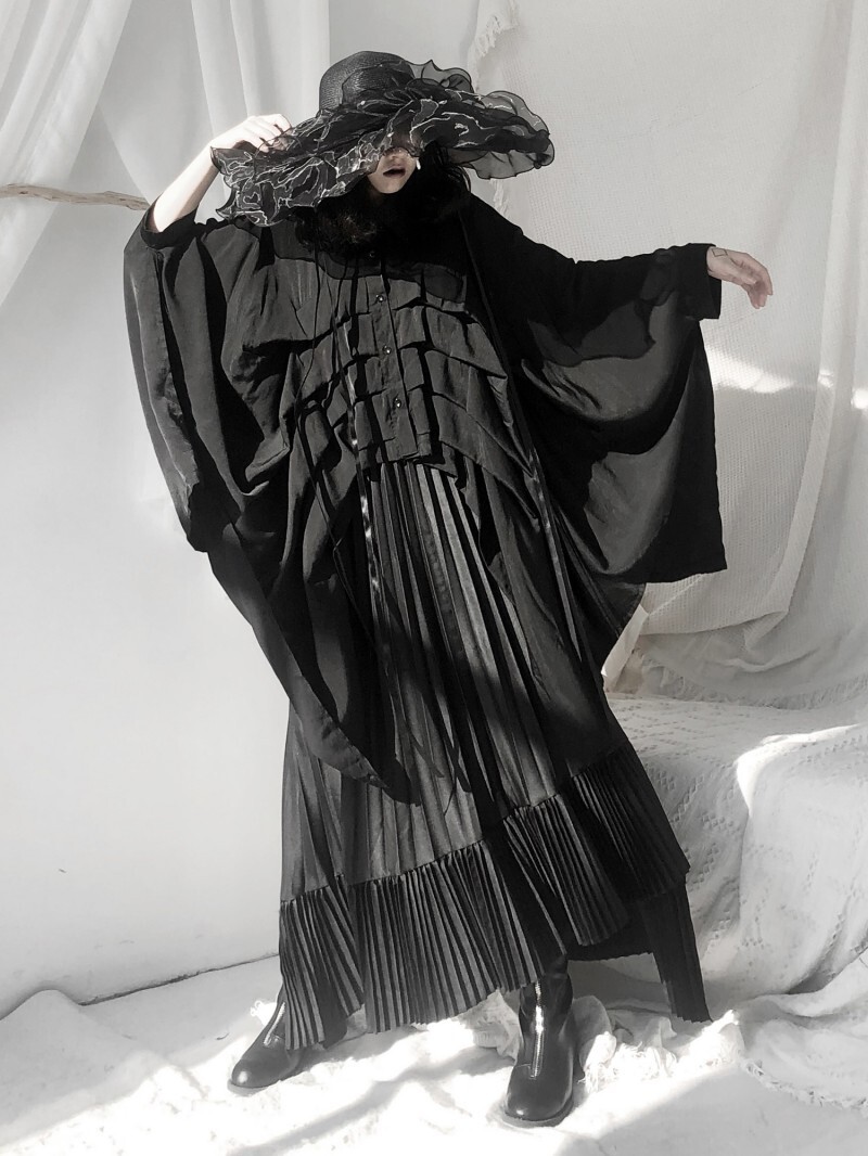 Japanese Yamamoto Style women Gothic Black Shirt Blouse Irregular