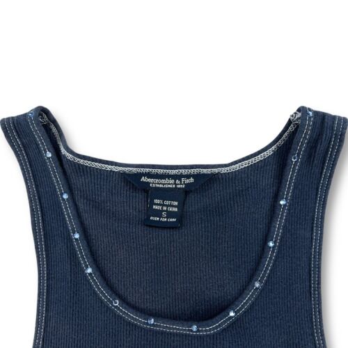 Vintage Y2K Abercrombie & Fitch DAMEN SM geripptes Tanktop blau Strass Glitzer - Bild 15 von 19