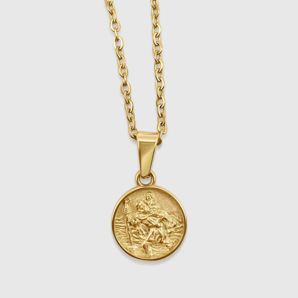 Saint Christopher Christ Religious Jesus Christ Necklace & Pendant in 18k Gold - Image 2 of 4