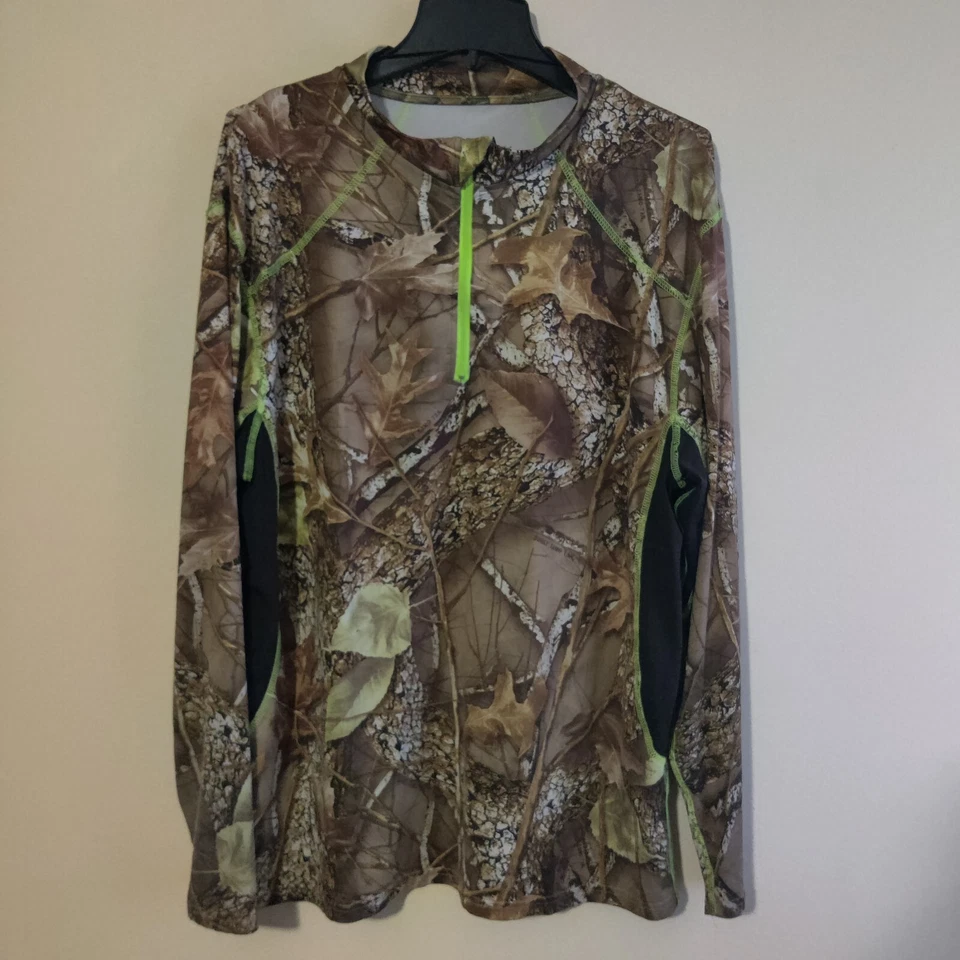 WFS Burly Camo 1/4 Zip Shirt Mens L Long Sleeve Hunting Outdoor Pullover - Image 3 of 4